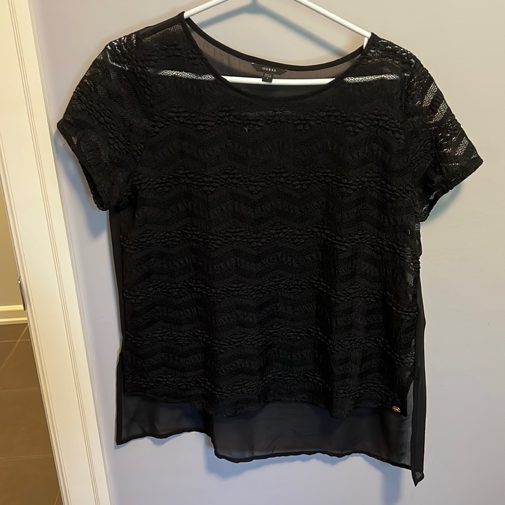 Guess chiffon shirt with lace detail